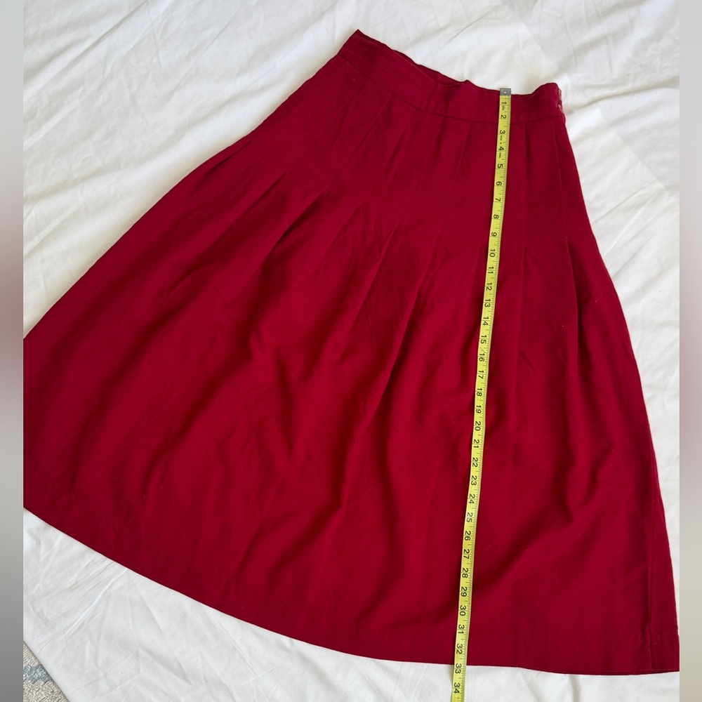 Talbots midi Pleated Skirt VTG 60s Soft Burgundy Red  %100 Wool size 10 - Picture 10 of 11